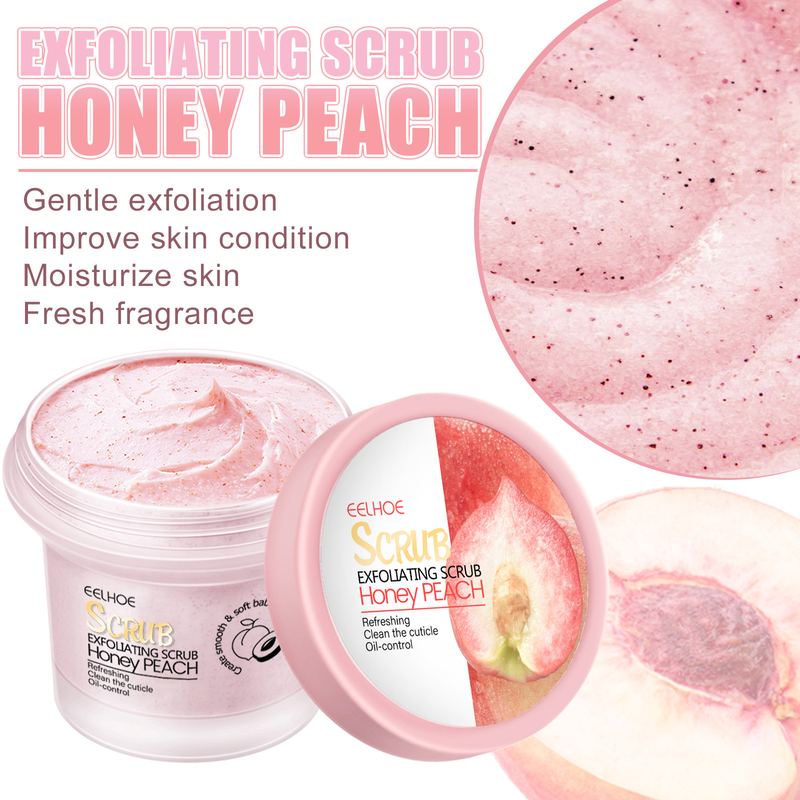 EELHOE peach body scrub hydrating moisturizing oil control cleansing and softening chicken skin cuticle rub mud scrub_voghion.com