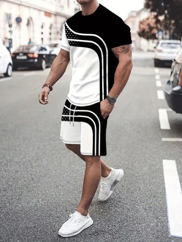 Sommermodetrend 3D-Digitaldruck Vielseitiges Kurzarm- und Shorts-Set für Erwachsene, zweiteilig_voghion.com