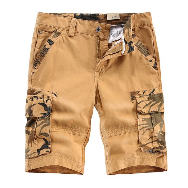 Muške ljetne pamučne radne kratke hlače bez metaka, kamuflažne boje, pet torbica s više torbica, velika veličina_voghion.com