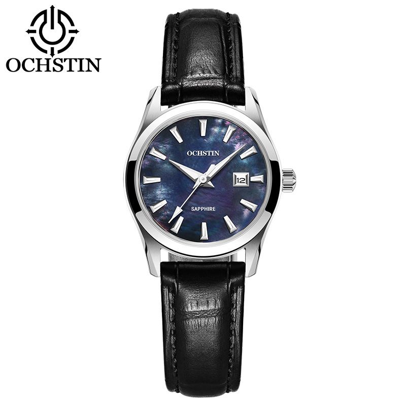 OCHSTIN Vollautomatische Quarzuhr, Aus Echtem Leder, Wasserdicht, Einfach Und Modisch, Mit Kalender Für Damen_voghion.com