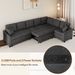 124.8"L-shaped Sofa Convertible Sofa Bed Pull Out Sofa Sleeper With Two Back Pillows, Two USB Ports And Two Power Sockets For Living Room_voghion.com