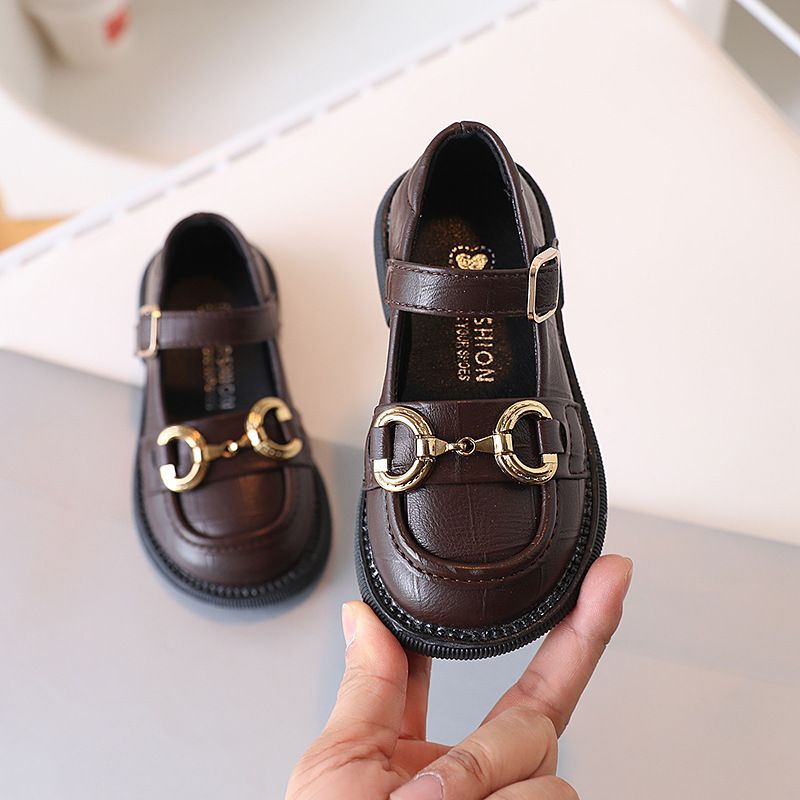 Skórzane buty dla matek i dzieci dla dziewcząt Spring Square Head Single Shoes Buty w stylu brytyjskim Buty jk Buty dla księżniczek_voghion.com