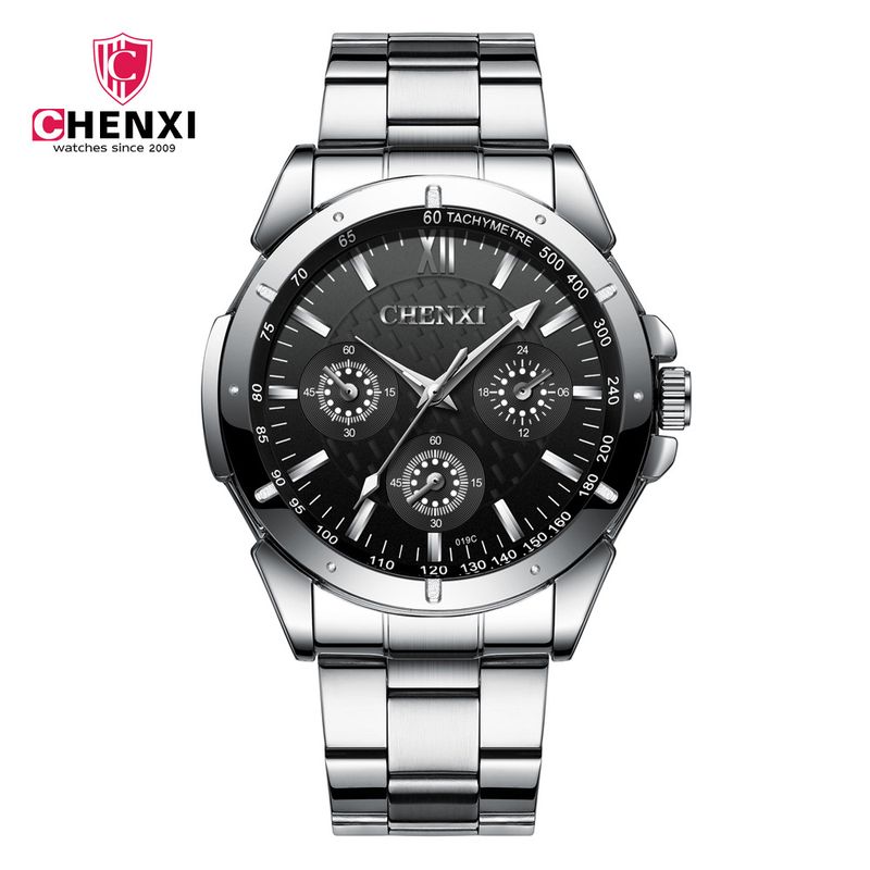 Lover's Horloges Heren En Dames Decoratief Drie-ogen Waterdicht Quartz Horloge Dameshorloge Stalen Band Horloge_voghion.com