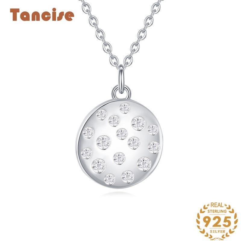 Collana con ciondolo micro-intarsiato transfrontaliero in argento sterling Tancise S925 Catena con clavicola a vento freddo da donna._voghion.com