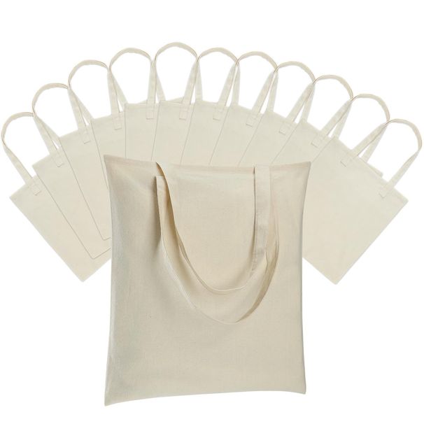 Confezione sfusa di borse in tela di cotone semplice - Borse multiuso riutilizzabili per la spesa e lo stoccaggio per viaggi, cucina, ufficio e fai da te_voghion.com