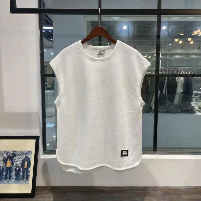 High quality sleeveless men's T-shirt American fashion label oversize large wide shoulder camisole summer pearl ground_voghion.com