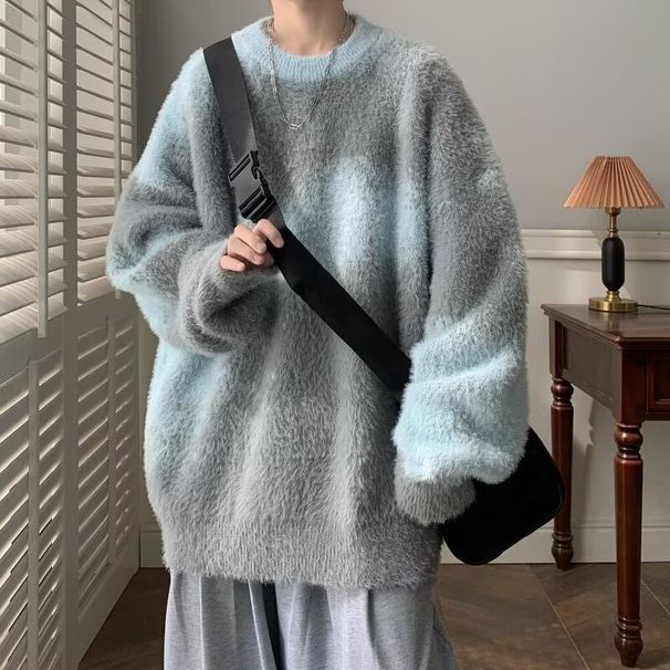 1 Men's Winter American Style Color Block Lazy Pullover Knitwear Loose Fit Student Trendy Brand Inner Layer Sweater Jacket_voghion.com