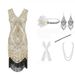 1920er Jahre Vintage Pailletten Quaste Gatsby Ball Abendkleid Host geflochtenes V-Ausschnitt Kleid_voghion.com