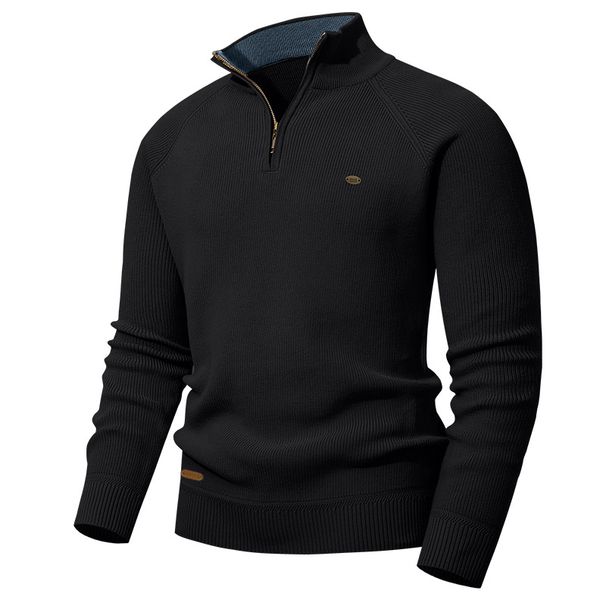 "Maglione da uomo slim fit con cerniera a un quarto – Pullover in maglia antipiega per abbigliamento casual e invernale"_voghion.com