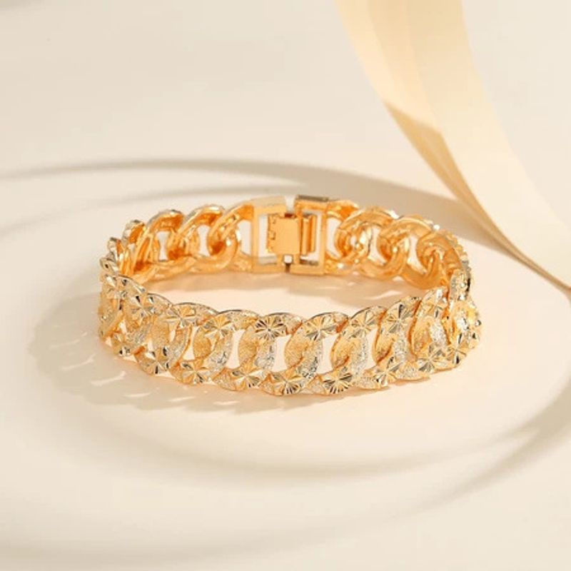 Bracciale largo in rame placcato oro, design di alta qualità, catena cubana_voghion.com