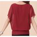 Neue Sommer Damen Plus Size Solid Color Süße Kurzarm T-Shirt Chiffon Bluse für Frauen_voghion.com