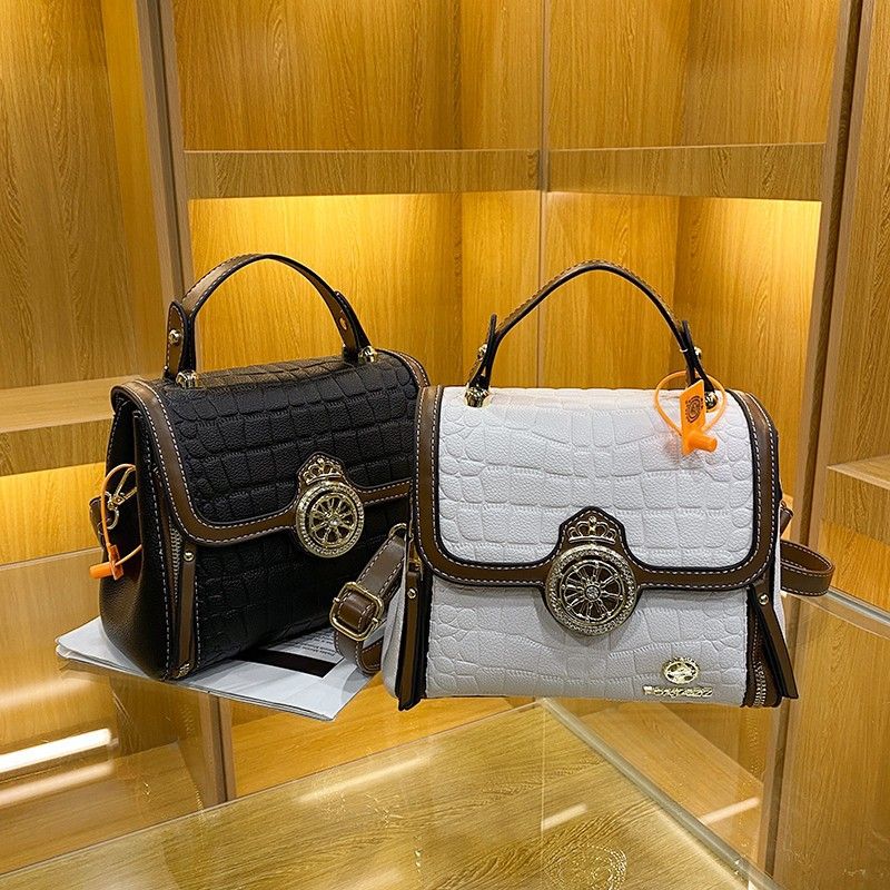 Handheld women's 2024 new high texture versatile simple shoulder crocodile pattern large capacity crossbody bag_voghion.com