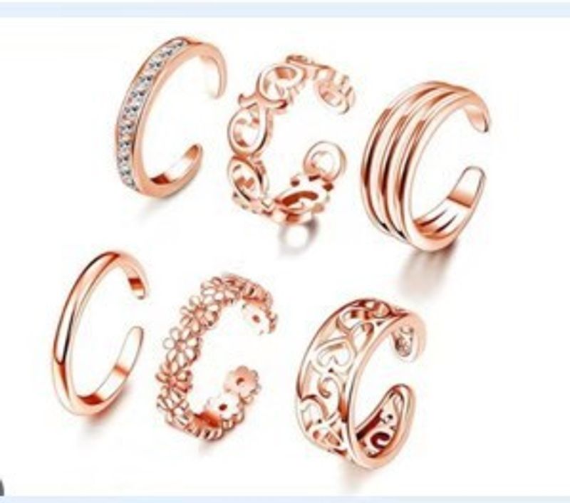 Neues übertriebenes 6-teiliges Schmuckset: Mit eingelegten Diamanten, hohlem Herzring und Fußring_voghion.com
