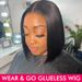 Wear And Go Bob -peruukit naisten hiuksille, suorat liimattomat peruukit, valmiit käyttöön hiuksista valmistetut peruukit, valmiiksi leikatut pitsit_voghion.com