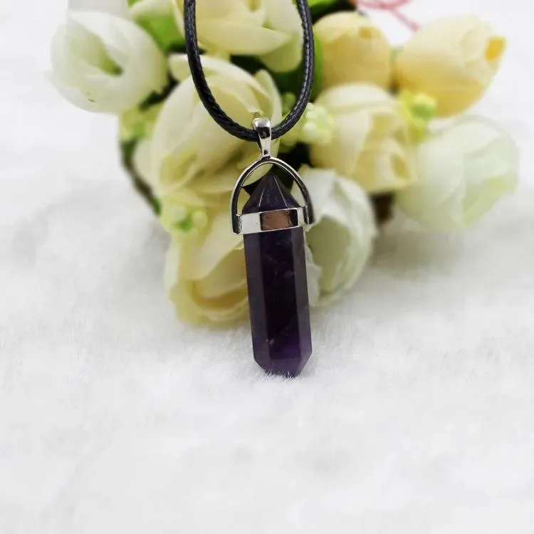 Collane con ciondolo 1 pz Collana in pietra di quarzo naturale Ametiste Quarzi rosa Turchesi Cristallo Corda Moda Regalo_voghion.com