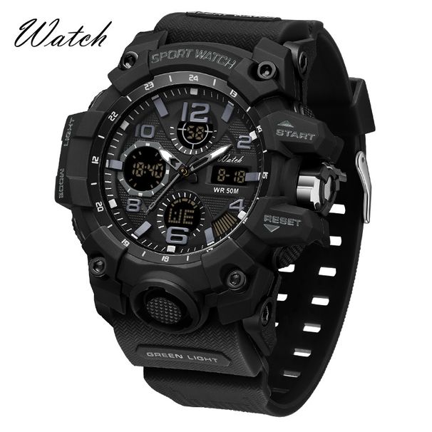 Men's Digital Analog Sports Watch With Waterproof, Stopwatch, Alarm, And Luminous Display Outdoor Sports Multi Function Watch For Men_voghion.com
