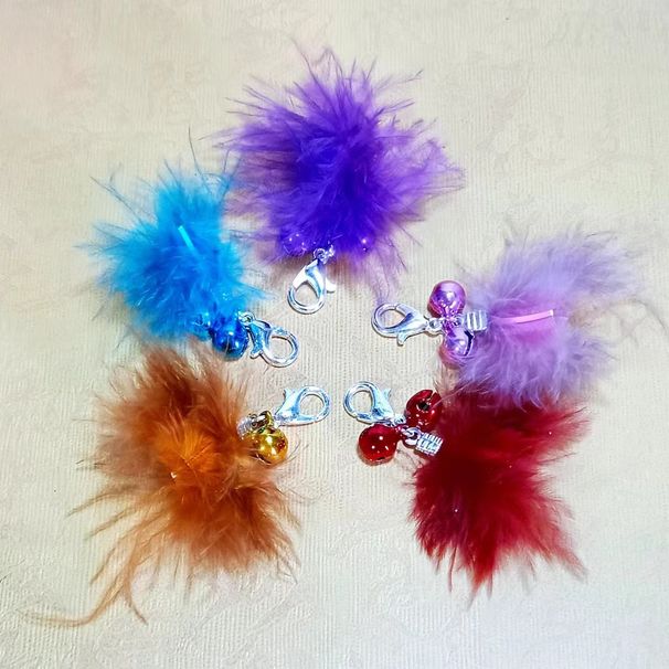 Testine di ricambio per giocattoli per gatti con puntini colorati e piume, bacchetta magica a molla_voghion.com