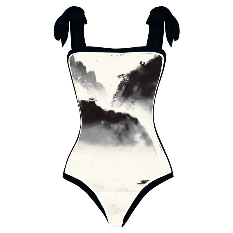 Women's swimsuit conservative one-piece hot spring swimsuit set fixed version chiffon blouse two-piece set_voghion.com