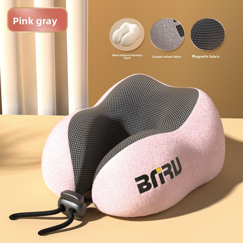 Almohada de espuma viscoelástica portátil con forma de U para estudiantes, adultos, oficina, coche, protege la columna cervical._voghion.com