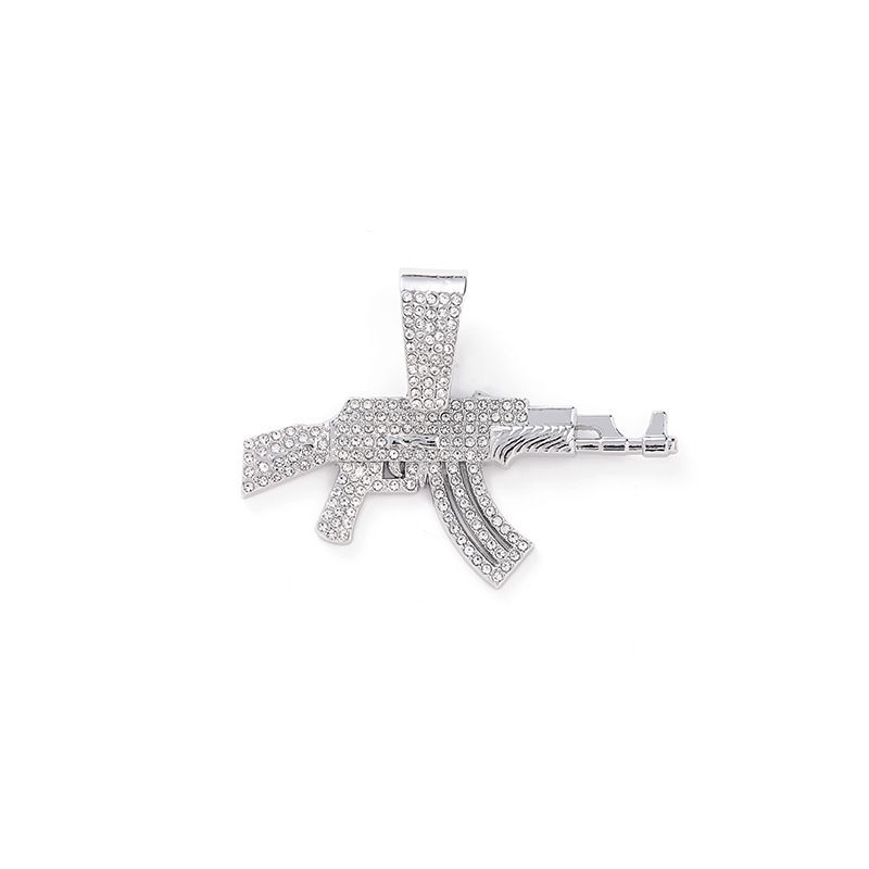 Fashionable Desert Eagle Pistol Full Diamond Pendant Men's Hiphop Rap Hop Versatile Necklace For Men_voghion.com