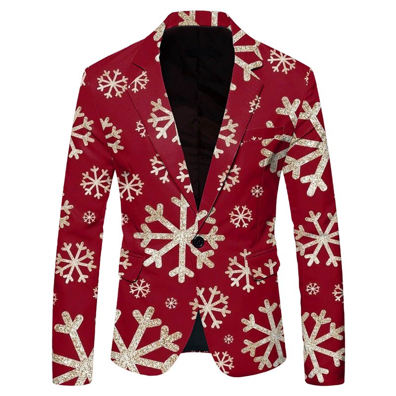 Herrenbekleidung Bedruckte Weihnachtsanzugjacke Mode Slim Suit_voghion.com