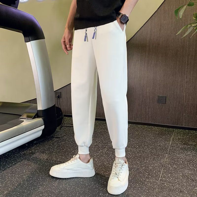 Men's Clothing Summer thin men's solid color casual pants style slim fitting skinny trousers all match cuffed harem pants_voghion.com