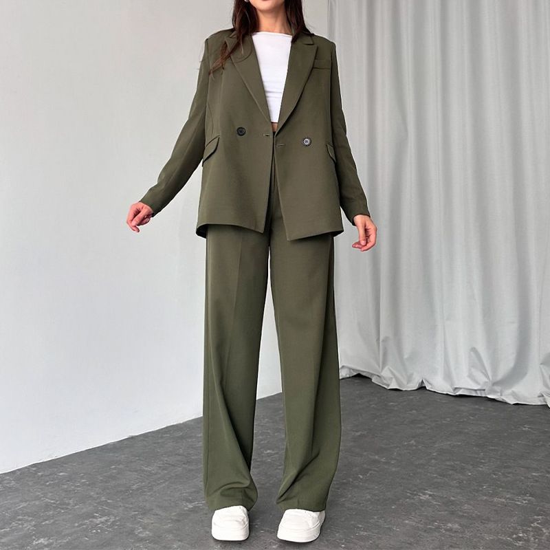 Damenbekleidung Reine Farbe High-End-Anzug Temperament Pendlerhose Set_voghion.com