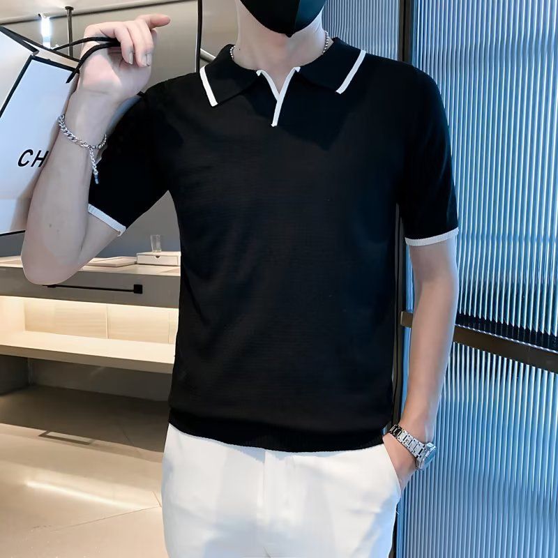 Men's Clothing Summer business casual men's short sleeved Polo shirt new style all match casual ice silk lapel top clothes_voghion.com