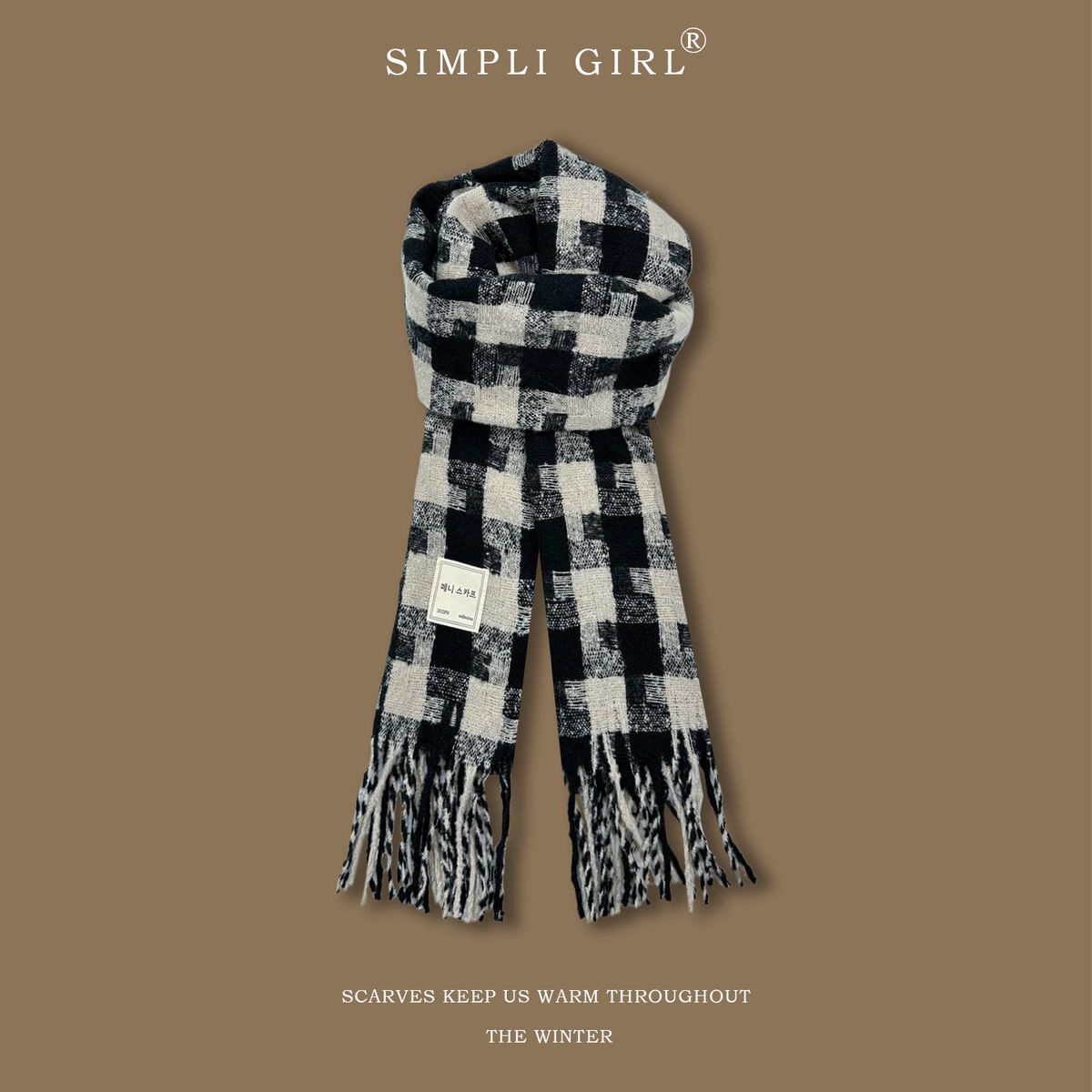 Korean Style Plaid For Women Winter 2025 New High-end Versatile Warm Neck Scarf Student Couple Shawl Dual-use_voghion.com