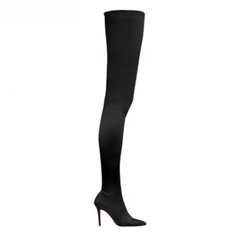 Eilyken 2024 Neue Oberschenkel Hoch Über Das Knie Elastische Stretch Frauen Sexy Dünne Heels Socke Stiefel Mujer_voghion.com
