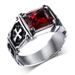 Mode Mode Persönlichkeit Exquisite Rot Zirkon Kreuz Muster Ring Charme Herren Party Schmuck Zubehör Amulett Geschenk_voghion.com