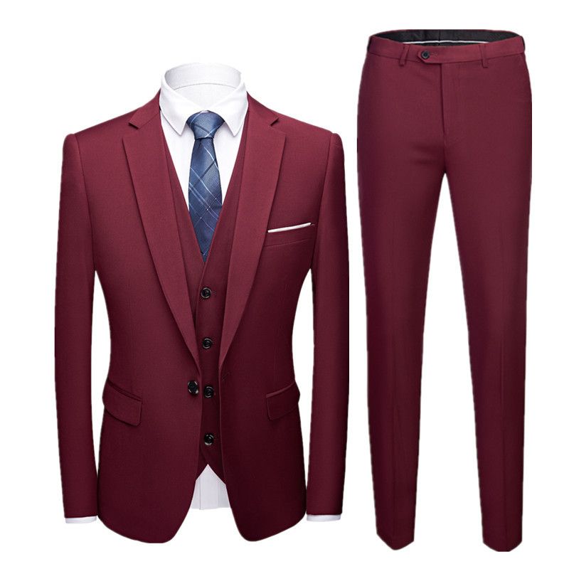 Men's Clothing men's groom's suit three piece slim casual work suit suit_voghion.com
