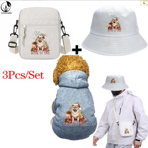 3-teiliges Set mit Taschenmütze mit Tier-Känguru-Muster und lila Sternen, weicher und warmer, bequemer Taschenhut für den Winter, geeignet für Reisen mit Haustieren im Freien, langlebige Haustierausrüstung_voghion.com