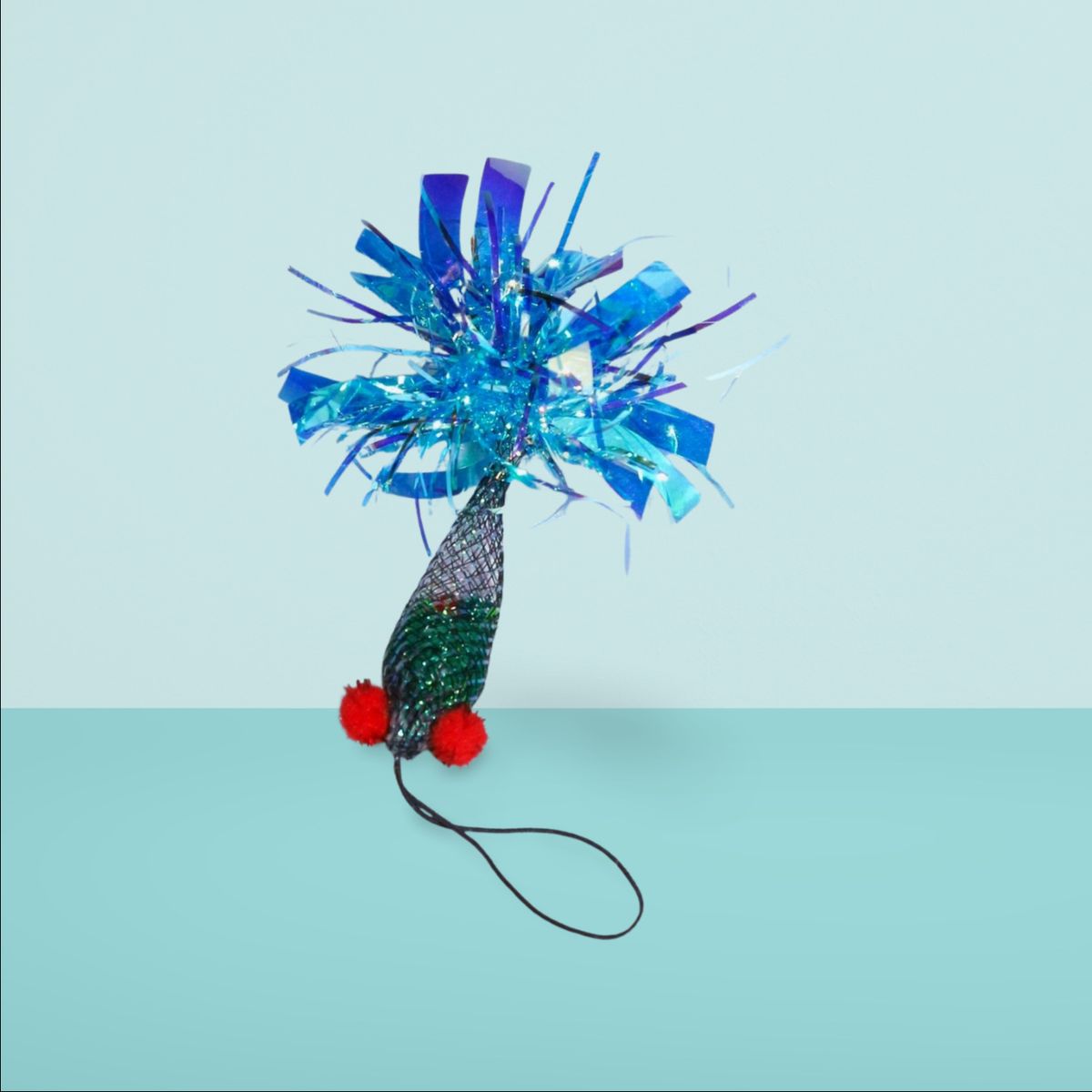 Colorful Crinkle Paper Worm Gall Fruit Self-Entertainment Teaser Wand Replacement Head Dual-Use Cat Toy_voghion.com