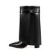 Women's Pointed Toe High Heel Over The Knee Boots With Metal Buckle - Stretchable Wide Calf Thigh High Boots Thick Heel Trouser Boots Women's Boots_voghion.com