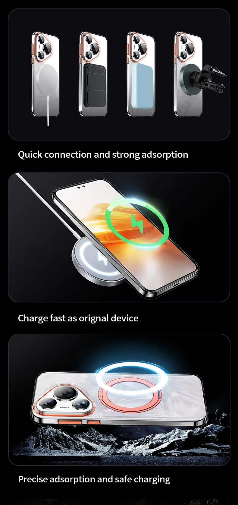 Xundd pour Huawei P70 Pro Plus Pura 70 Ultra 360 ° Rotation support magnétique étui protection de la caméra couverture de téléphone transparente_voghion.com