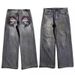 Men's Clothing  retro distressed washed jeans men's  brand teenagers wide-leg workwear heavy-duty design casual pants_voghion.com
