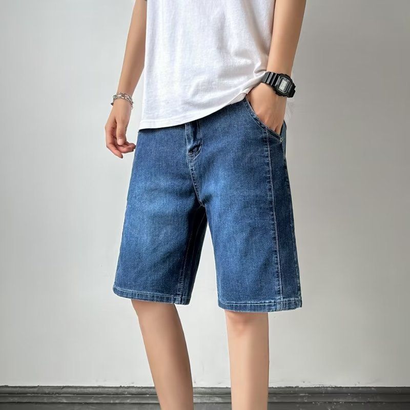 Jeansshorts Herren Sommer dünne lockere gerade Mode 2023 neue einfache lässige Stretchhose_voghion.com