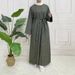 Robe décontractée à manches longues et ceinture pour femmes musulmanes – Robe longue unie en polyester gris foncé, vert kaki et kaki (S-XXL)_voghion.com