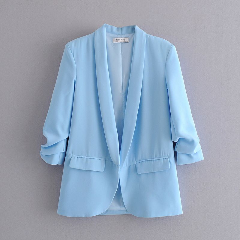 Veste de costume plissée et déboutonnée pour femme, vêtements d'automne, couleur bonbon, manchette, nouvelle collection, A8PS194_voghion.com