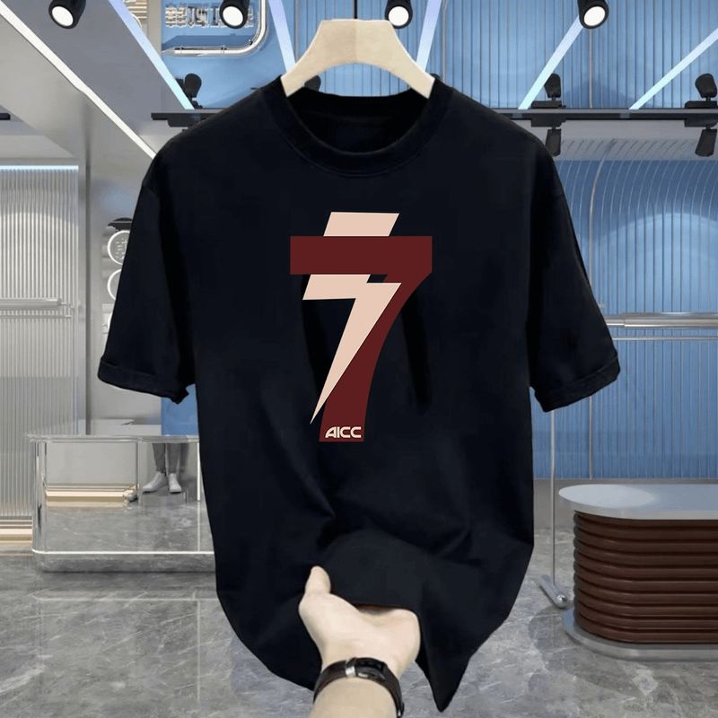 Stazione Europea di alta qualità Uomo pesante Maglietta a maniche corte Traspirante Trendy Marchio Morbido Tutto-fiammifero T-shirt Leggera Lusso Alla moda Maniche corte Rotondo Ne_voghion.com