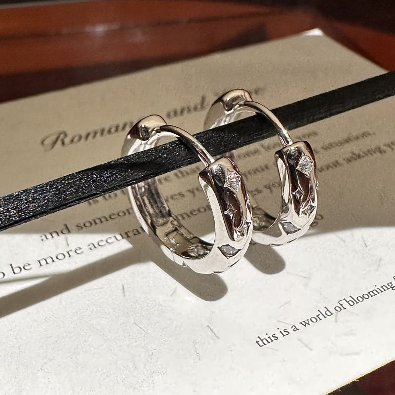 Orecchini a forma di stella in argento sterling S925, design di nicchia, semplici, alla moda, dolci e alla moda, vintage americani._voghion.com