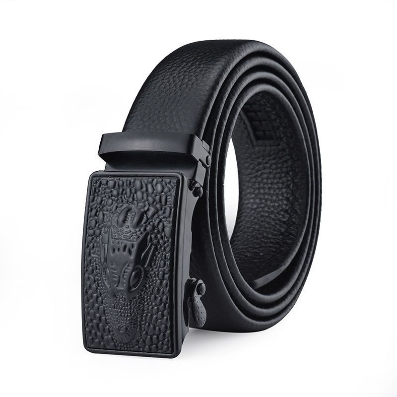 Cinturón de cuero de alta calidad con hebilla automática de cocodrilo para hombre HOT DINISITON_voghion.com
