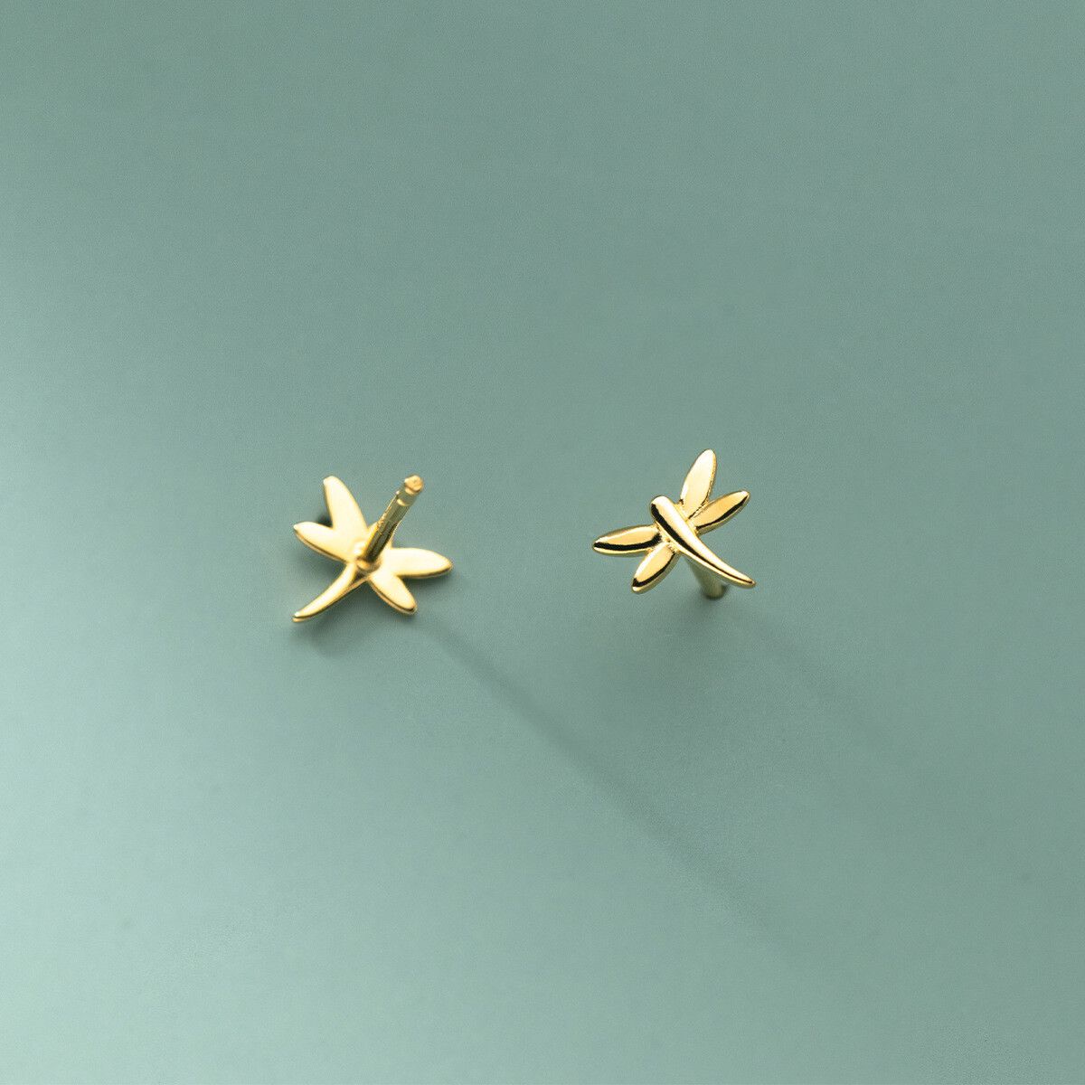 Orecchini a bottone a forma di libellula in argento massiccio 925, regali di compleanno_voghion.com