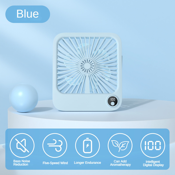 Ventilador ultrafino dobrável USB para escritório, pequeno, portátil, de mesa, com tela digital_voghion.com