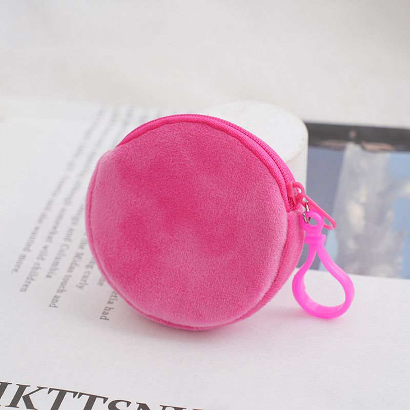 Porte-monnaie en peluche couleur bonbon, portefeuille de couleur unie, porte-clés rond, sac à monnaie, sac à dos, sac pour carte d'identité, simple, vente en gros_voghion.com