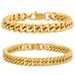 Set di 2 bracciali a catena cubana in acciaio inossidabile color argento e oro nero per uomo_voghion.com