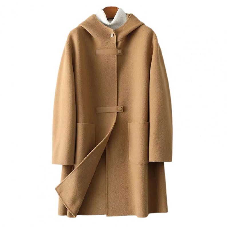 Abrigo de invierno suave y elegante de lana de Cachemira de doble cara, abrigo holgado de manga larga para ir de compras_voghion.com