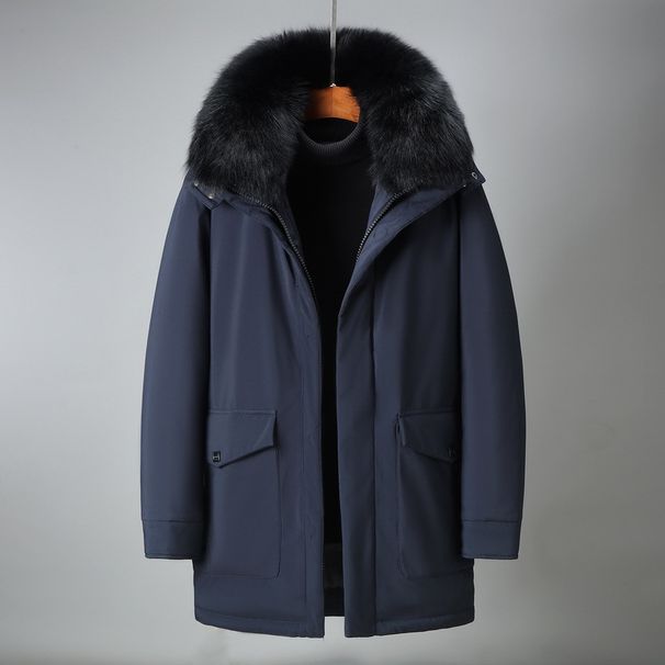 Herren-Winterdaunenjacke mit Entenfederfüllung, warmer langer Mantel für Papa, dicker Parka mittlerer Länge (Khaki, Marineblau, Schwarz) – Übergröße erhältlich_voghion.com