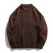 Maglione retrò in maglia a trecce per uomo, pullover pesante e spesso con classico scollo rotondo, stile streetwear e vintage_voghion.com